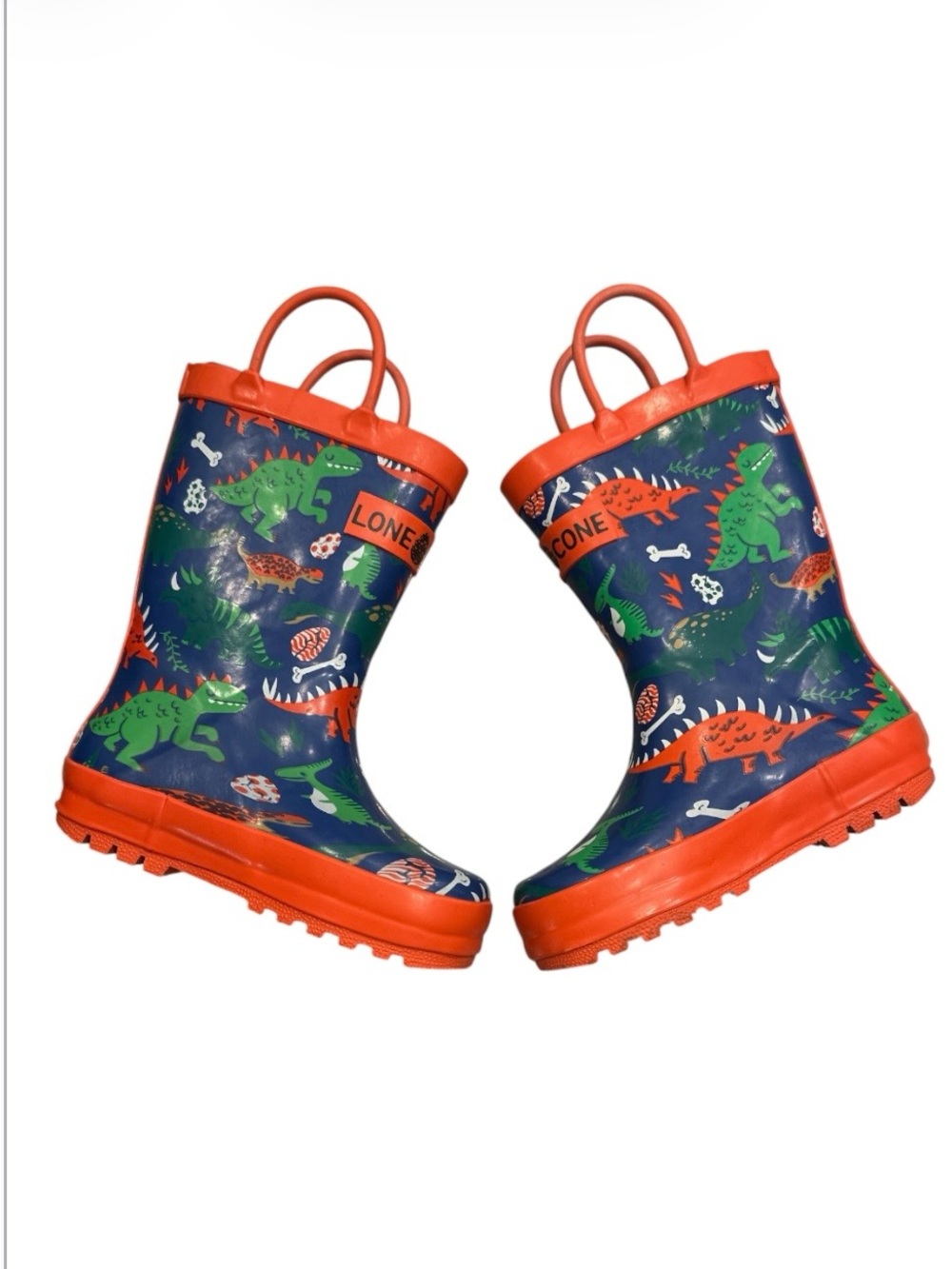 Lone Cone Dinosaur Rain Boots Kids Size US 7 / EU 24 Waterproof Rubber Rainwear
